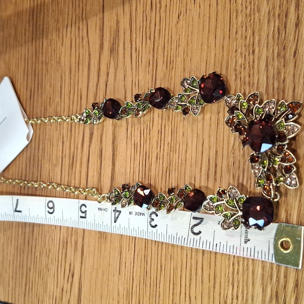 Stunning Gold & Red Floral Statement Necklace - Picture 6 of 7